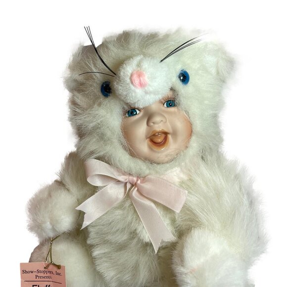Porcelain Doll Bunny Fluffy White Show Stoppers Babes in the Wild Series 10 Inch - Picture 2 of 6
